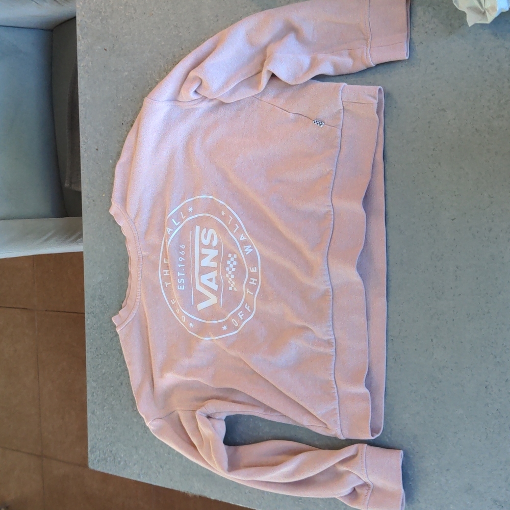 Vans Off the Wall Women's Girls Crop Sweatshirt Pink Blush Medium